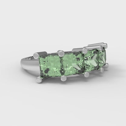 2.5 cttw Simulated Green Diamond Princess Cut White Gold Eternity Wedding Band