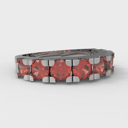 1.53 cttw Simulated Red Diamond Round Cut White Gold Eternity Wedding Band