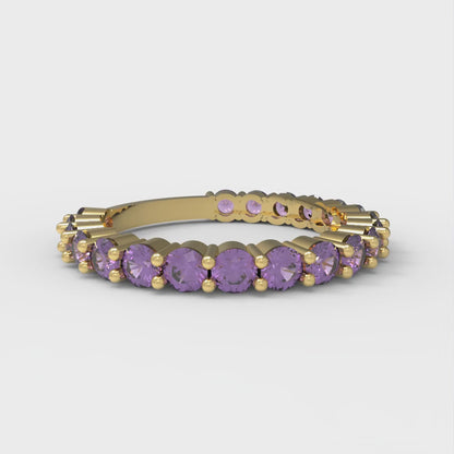 1.2 cttw Simulated Alexandrite Round Cut Yellow Gold Eternity Wedding Band