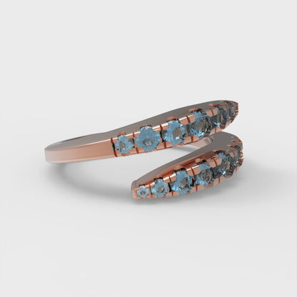 0.235 cttw Natural Sky Blue Topaz Round Cut Rose Gold Eternity Wedding Band