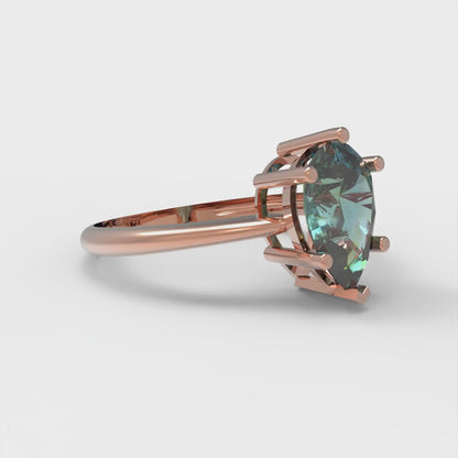 1.5 cttw Blue Moissanite Solitaire  Engagement Ring - Solid Gold (Pear Cut,9x6mm)