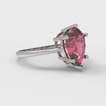 2 cttw Simulated Pink Tourmaline Solitaire  Engagement Ring - Solid Gold (Pear Cut,10x7mm)