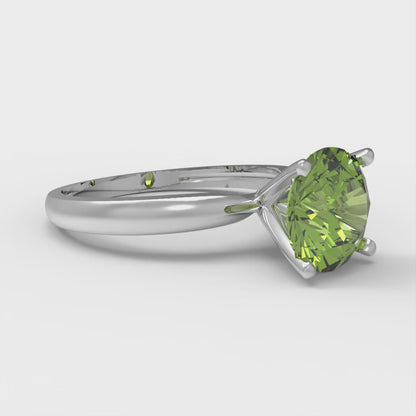 1.5 cttw Natural Peridot Solitaire  Engagement Ring - Solid Gold (Round Cut,7.5mm)