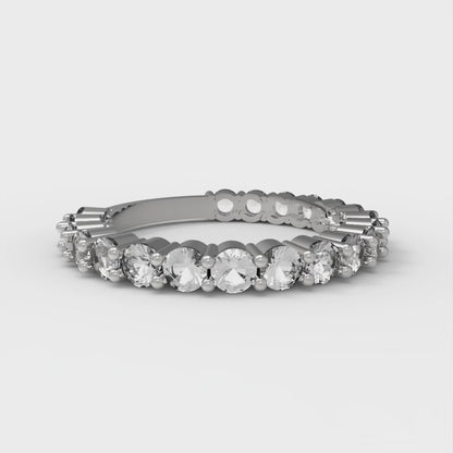 1.2 cttw White Sapphire Round Cut White Gold Eternity Wedding Band