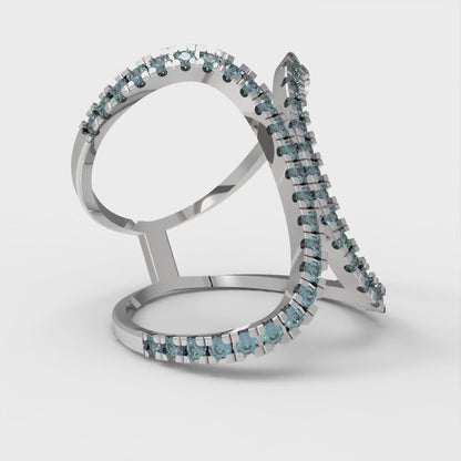 0.5 cttw Natural Aquamarine Statement Engagement Ring - Solid White Gold (VVS1, Round Cut,1.3mm)