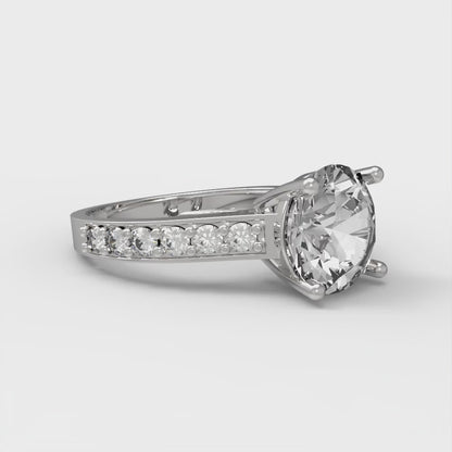 2.3 cttw White Sapphire Solitaire with Zirconia Simulated Diamond Accents Engagement Ring - Solid Gold (Round Cut,8.0mm)