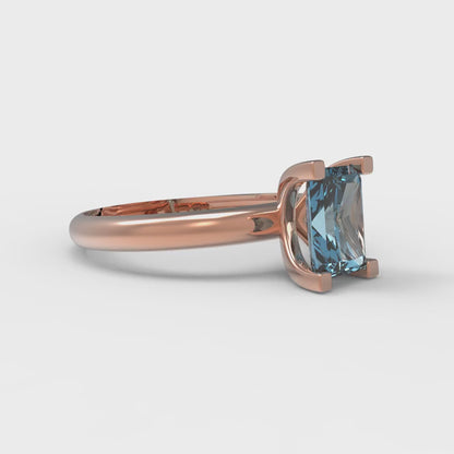 1 cttw Natural Sky Blue Topaz Solitaire  Engagement Ring - Solid Gold (Emerald Cut,7X5mm)