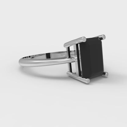 2.5 cttw Natural Onyx Solitaire  Engagement Ring - Solid Gold (Radiant Cut,8.5x6.5mm)