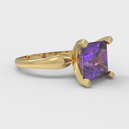 2.5 cttw Simulated Alexandrite Solitaire  Engagement Ring - Solid Gold (Princess Cut,8.5mm)