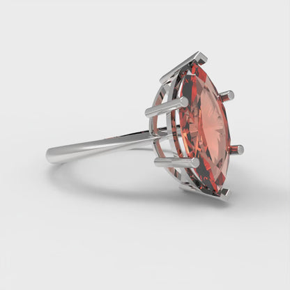 2.5 cttw Zirconia Simulated Red Diamond Solitaire  Engagement Ring - Solid Gold (VVS1, Marquise Cut ,13x6.5mm)