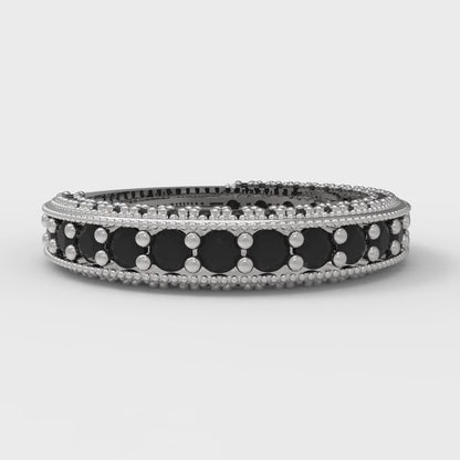 1.44 cttw Natural Onyx Round Cut White Gold Eternity Wedding Band