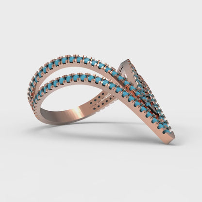 0.525 cttw Simulated Turquoise Statement Engagement Ring - Solid Gold (Round Cut,1.0mm)