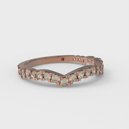 0.36 cttw Natural Morganite Round Cut Rose Gold Eternity Wedding Band