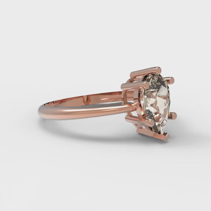 1 cttw Natural Morganite Solitaire  Engagement Ring - Solid Gold (Pear Cut,8x5mm)