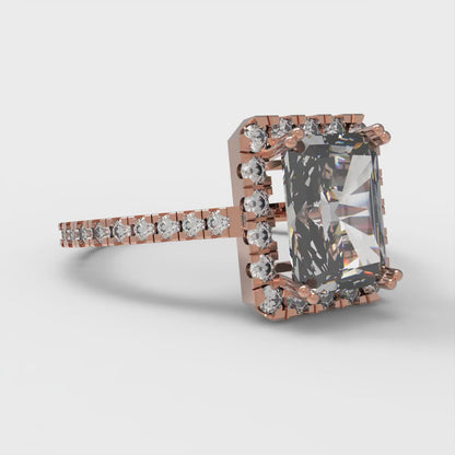 1.86 cttw Zirconia Simulated Diamond Solitaire with Zirconia Simulated Diamond Accents Engagement Ring - Solid Gold (VVS1, Emerald Cut,7.5x5.5mm)