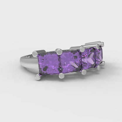 2.5 cttw Simulated Alexandrite Princess Cut White Gold Eternity Wedding Band