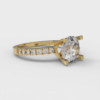 1.71 cttw Zirconia Simulated Diamond Solitaire with Zirconia Simulated Diamond Accents Engagement Ring - Solid Gold (VVS1, Round Cut,7.5mm)