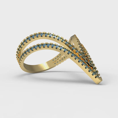 0.525 cttw Simulated Tanzanite Statement Engagement Ring - Solid Yellow Gold (VVS1, Round Cut,1.0mm)