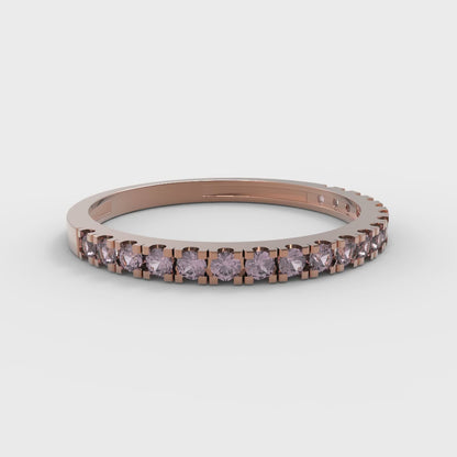 0.285 cttw Simulated Pink Diamond Round Cut Rose Gold Eternity Wedding Band