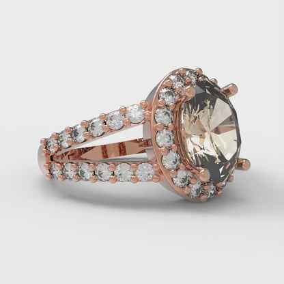 2.6 cttw Natural Morganite Solitaire with Zirconia Simulated Diamond Accents Engagement Ring - Solid Gold (Oval Cut,9x7mm)