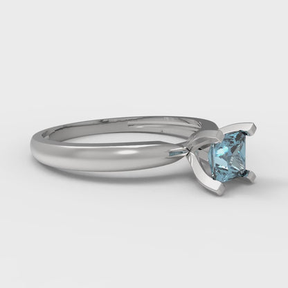 0.5 cttw Zirconia Simulated Blue Diamond Solitaire  Engagement Ring - Solid Gold (VVS1, Princess Cut,4.0mm)