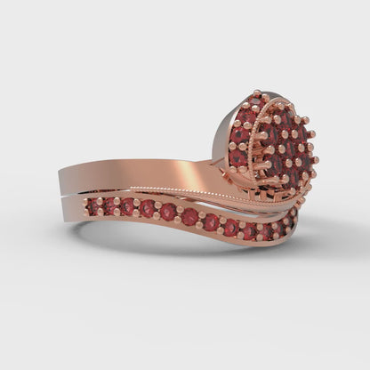 0.4 cttw Round Cut Natural Garnet Bridal Set - Solid Rose Gold Engagement Ring & Wedding Band