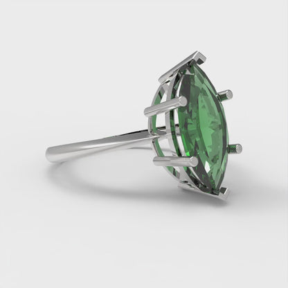 2.5 cttw Simulated Emerald Solitaire  Engagement Ring - Solid Gold (Marquise Cut ,13x6.5mm)