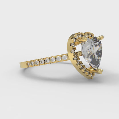 2.285 cttw Zirconia Simulated Diamond Hidden Halo Engagement Ring - Solid Gold (VVS1, Heart Cut,8mm)