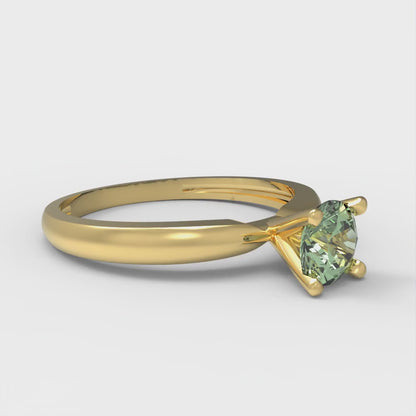 0.5 cttw Zirconia Simulated Green Diamond Solitaire  Engagement Ring - Solid Gold (VVS1, Round Cut,5.0mm)
