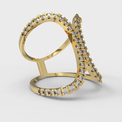0.5 cttw White Sapphire Statement Engagement Ring - Solid Yellow Gold (VVS1, Round Cut,1.3mm)