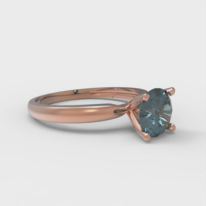 1 cttw Natural London Blue Topaz Solitaire  Engagement Ring - Solid Gold (Round Cut,6.5mm)