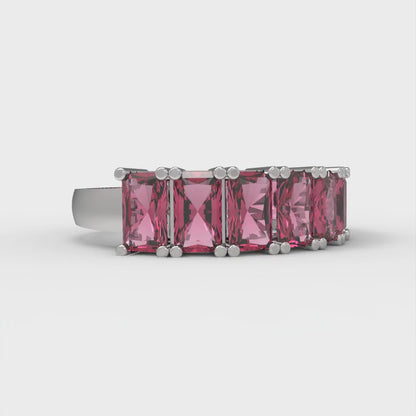 2.61 cttw Natural Garnet Emerald Cut White Gold Eternity Wedding Band
