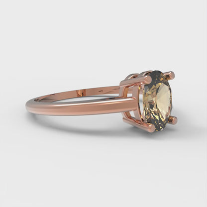 1 cttw Zirconia Simulated Champagne Diamond Solitaire  Engagement Ring - Solid Gold (VVS1, Oval Cut,7x5mm)