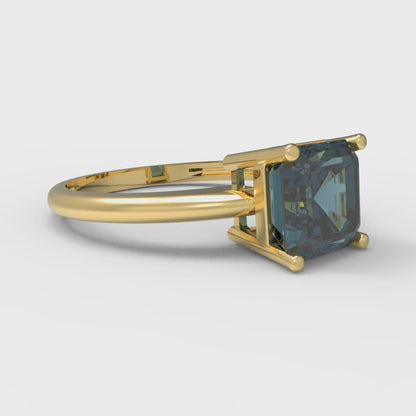 1.5 cttw Natural London Blue Topaz Solitaire  Engagement Ring - Solid Gold (Asscher Cut,6.5mm)