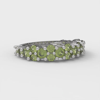 0.98 cttw Natural Peridot Round Cut White Gold Eternity Wedding Band