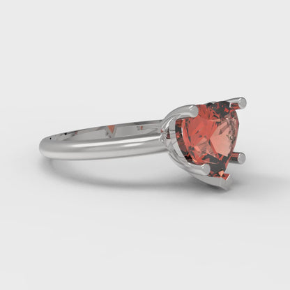 2 cttw Zirconia Simulated Red Diamond Solitaire  Engagement Ring - Solid Gold (VVS1, Heart Cut,8mm)