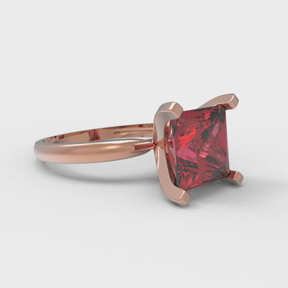 3 cttw Simulated Pink Tourmaline Solitaire  Engagement Ring - Solid Gold (Princess Cut,8.0mm)