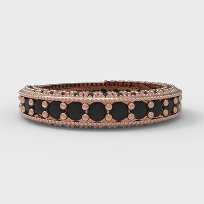 1.44 cttw Natural Onyx Round Cut Rose Gold Eternity Wedding Band