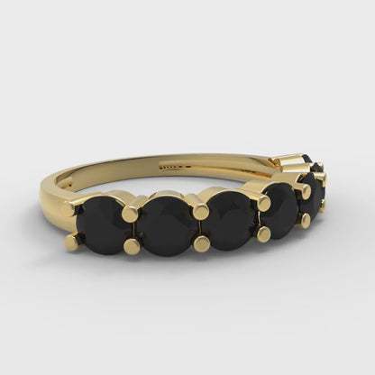 1.19 cttw Natural Onyx Round Cut Yellow Gold Eternity Wedding Band