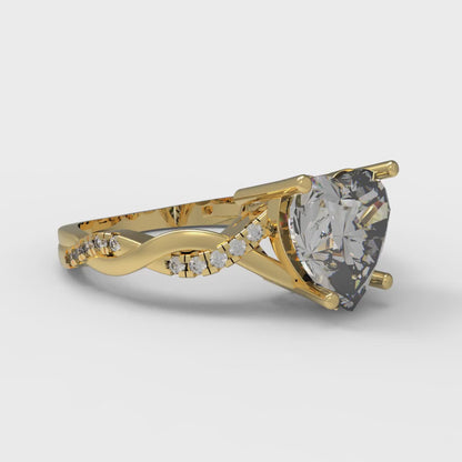 2.1 cttw White Sapphire Solitaire with Zirconia Simulated Diamond Accents Engagement Ring - Solid Gold (Heart Cut,8mm)