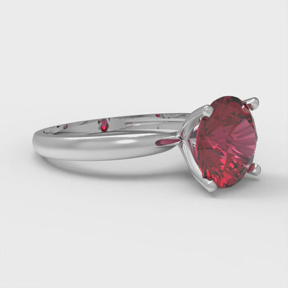 2 cttw Natural Garnet Solitaire  Engagement Ring - Solid Gold (Round Cut,8.0mm)