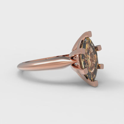 1 cttw Zirconia Simulated Champagne Diamond Solitaire  Engagement Ring - Solid Gold (VVS1, Marquise Cut,10x5mm)