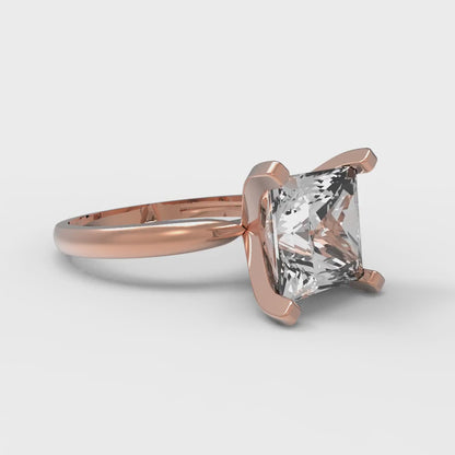 3 cttw Certified Moissanite Solitaire  Engagement Ring - Solid Gold (VVS1, D-F,Princess Cut,8.0mm)