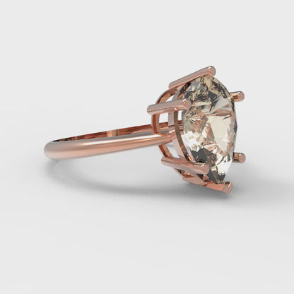 2 cttw Natural Morganite Solitaire  Engagement Ring - Solid Gold (Pear Cut,10x7mm)