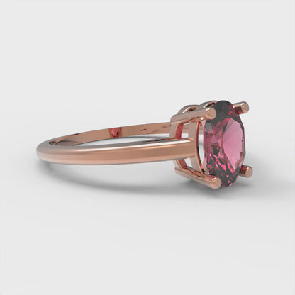 1 cttw Simulated Pink Tourmaline Solitaire  Engagement Ring - Solid Gold (Oval Cut,7x5mm)