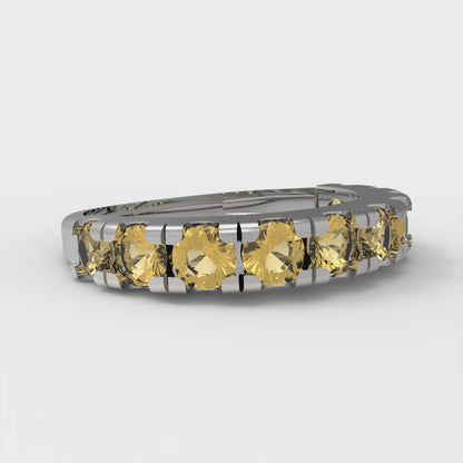 1 cttw Natural Citrine Round Cut White Gold Eternity Wedding Band