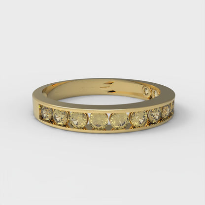 0.39 cttw Simulated Yellow Diamond Round Cut Yellow Gold Eternity Wedding Band