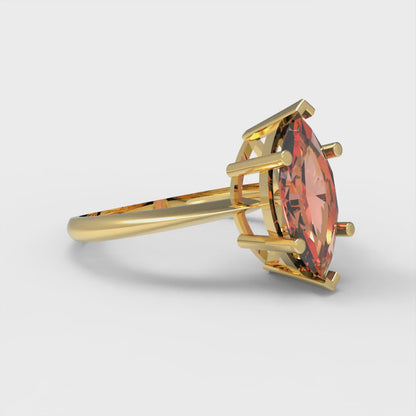 1.5 cttw Zirconia Simulated Red Diamond Solitaire  Engagement Ring - Solid Gold (VVS1, Marquise Cut ,11x5.5mm)