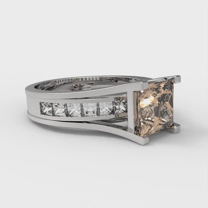 2.28 cttw Princess Cut Yellow Moissanite Bridal Set - Solid White Gold Engagement Ring & Wedding Band