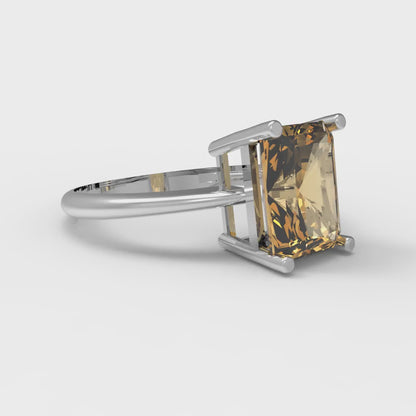 2.5 cttw Zirconia Simulated Champagne Diamond Solitaire  Engagement Ring - Solid White Gold (VVS1, Radiant Cut,8.5x6.5mm)